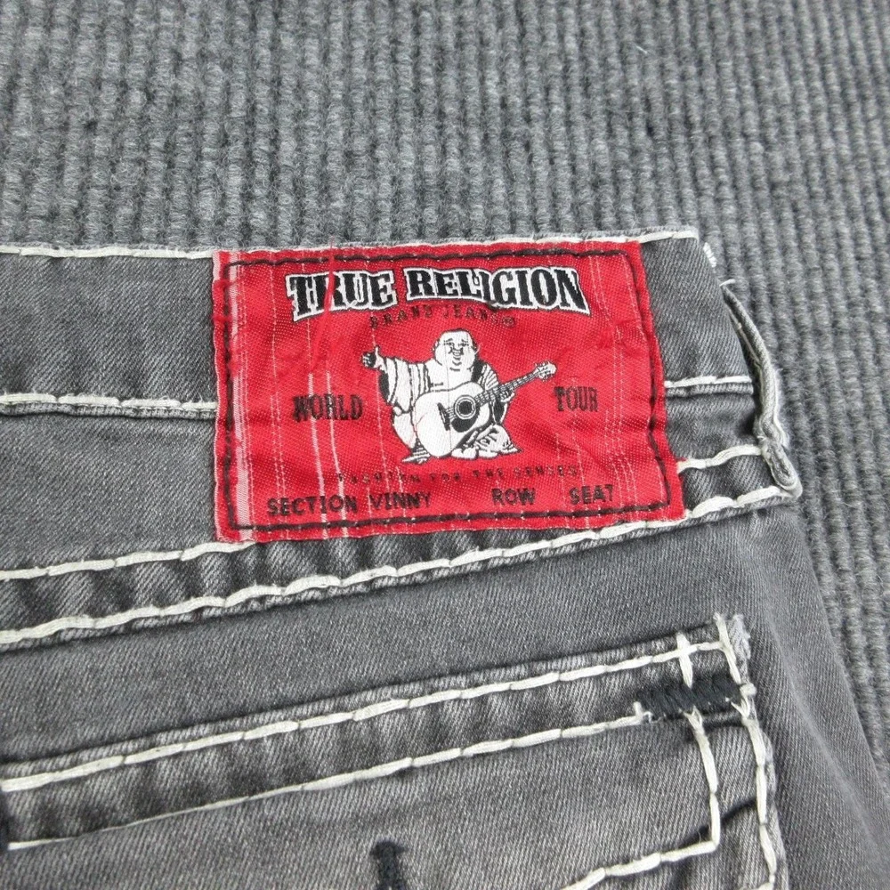 True Religion Jeans Mens 36 Black Vinny Super T Flap Wide-Leg Relaxed 37x31*